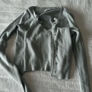 Abercrombie Crop Tank & Cardigan Set - Sage Green 🍃